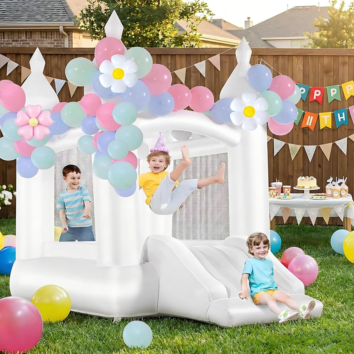 Kids Outdoor Slide - Château gonflable blanc pour enfants de