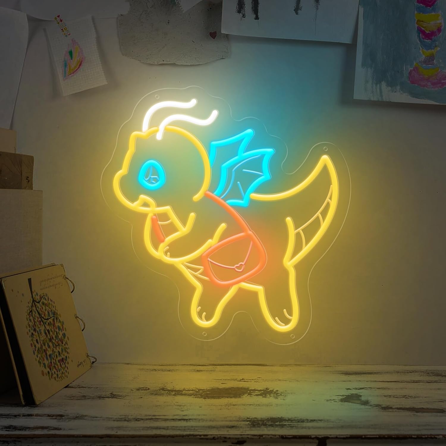 Kids Outdoor Ideas - Lampe néon dinosaure mignon à intensité