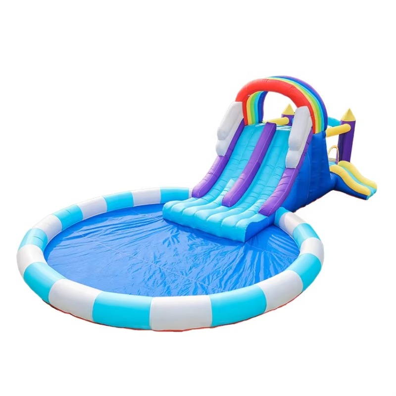 Kids Outdoor Water Slide - Toboggan aquatique gonflable géant arc-en-ciel pour