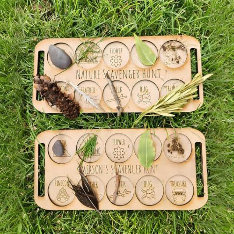 Kids Outdoor Scavenger Hunt - Planche portable en bois pour la