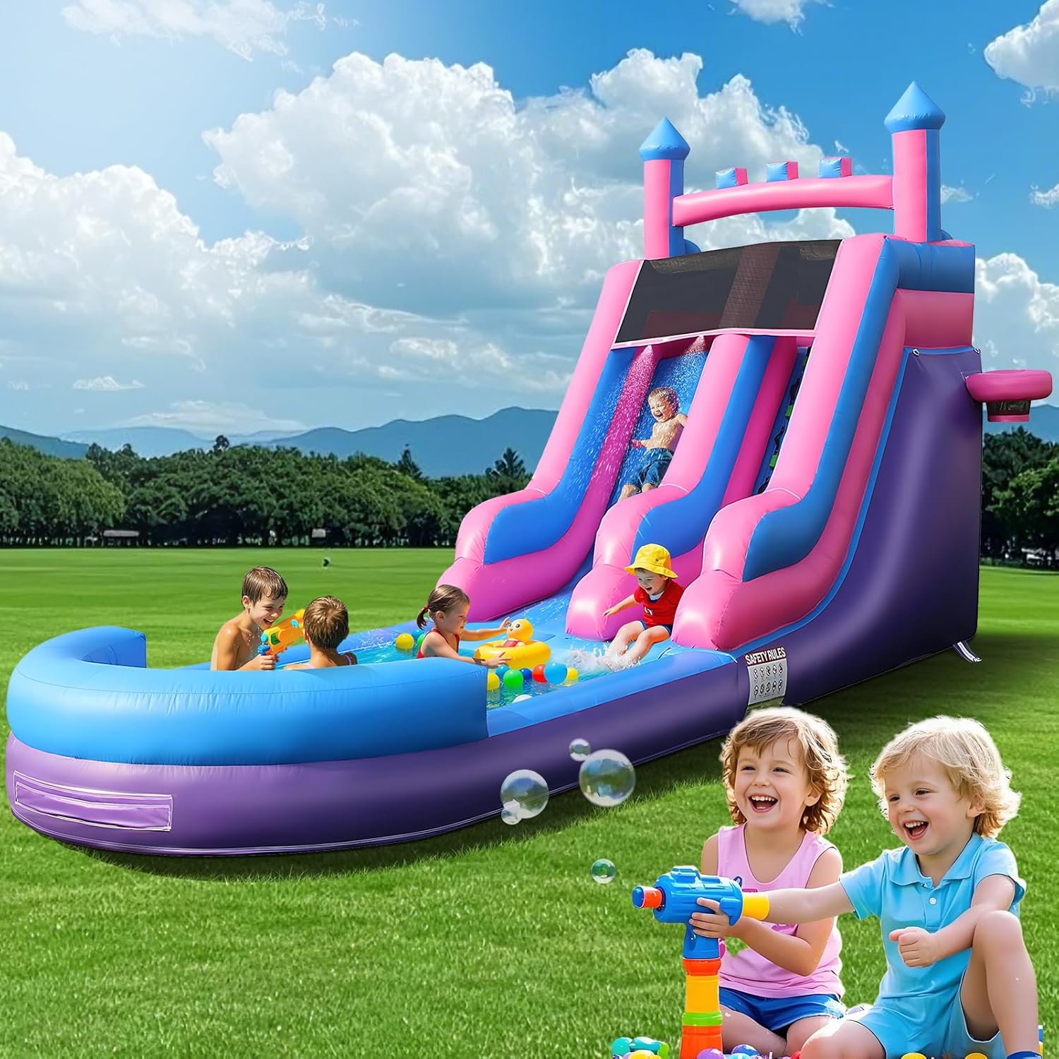 Kids Outdoor Water Slide - Toboggan aquatique gonflable robuste de 26,2