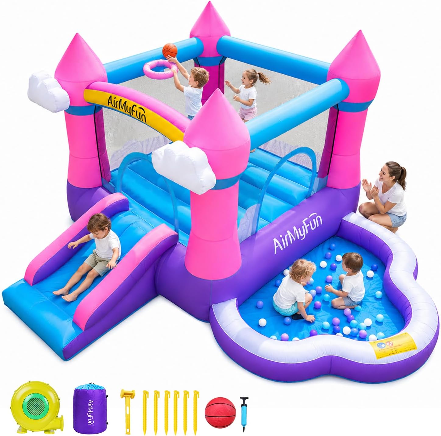 Kids Outdoor Water Slide - Château gonflable rose pour enfants de