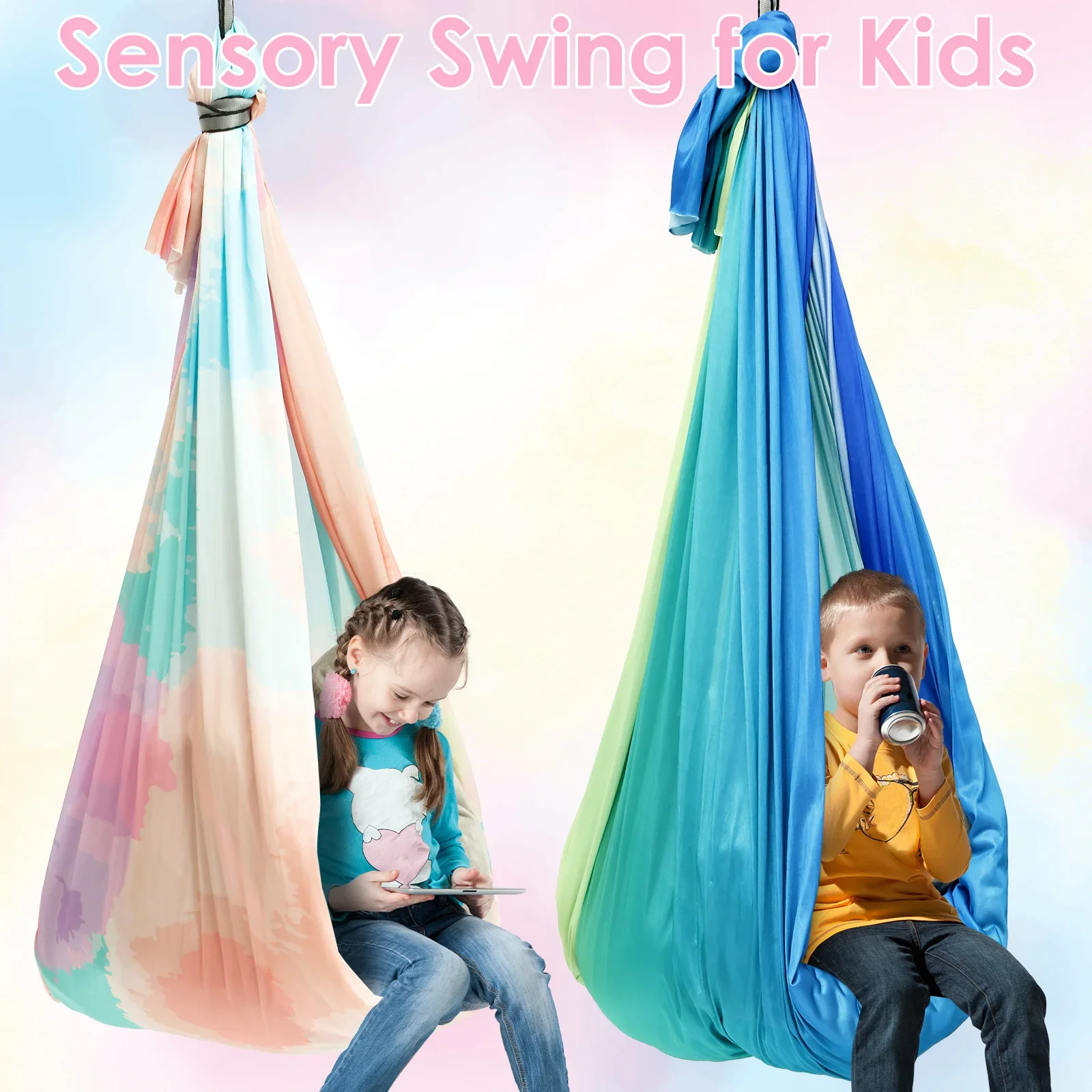 Kids Outdoor Swing And Slide - Balançoire sensorielle confortable pour enfants, hamac