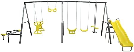 Kids Outdoor Swing And Slide - Ensemble de balançoires pour enfants Sun