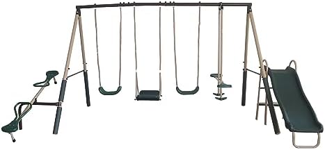 Kids Outdoor Swing And Slide - Ensemble de jeux d'extérieur en métal