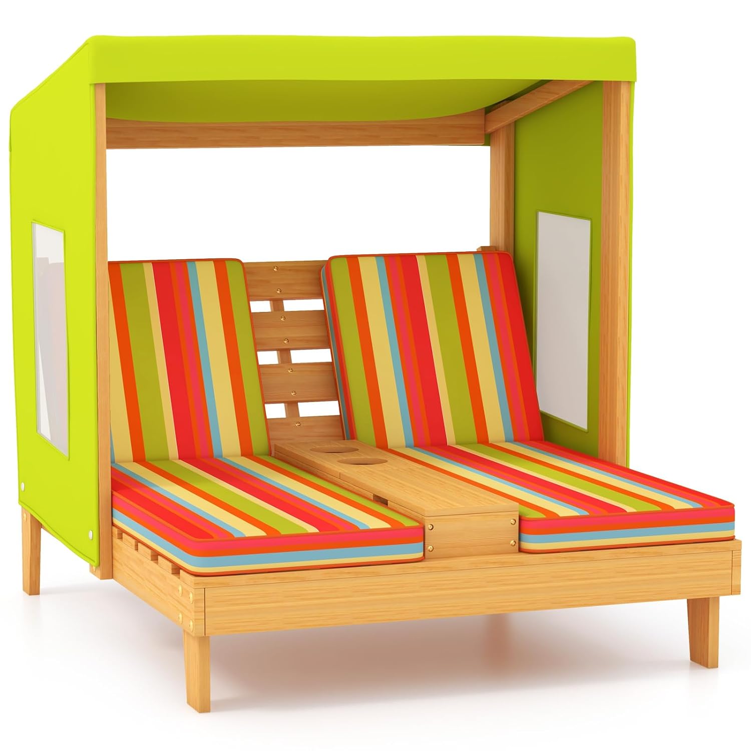 Kids Outdoor Lounge Furniture - Chaise longue double en bois pour