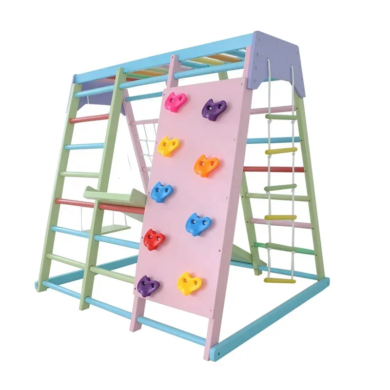Kids Outdoor Swing And Slide - Structure d'escalade en bois pour enfants,