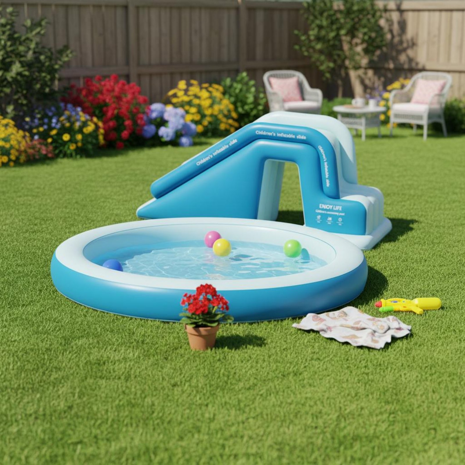 Toboggan gonflable pliable pou - Kids Outdoor Water Slide avis et prix