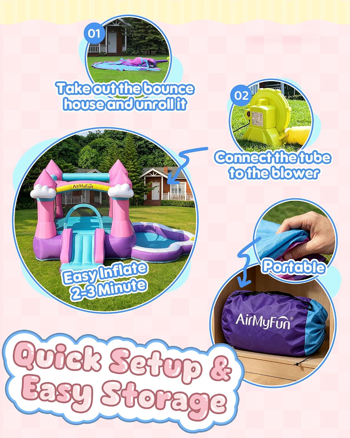 Château gonflable rose pour en - Kids Outdoor Water Slide avis et prix