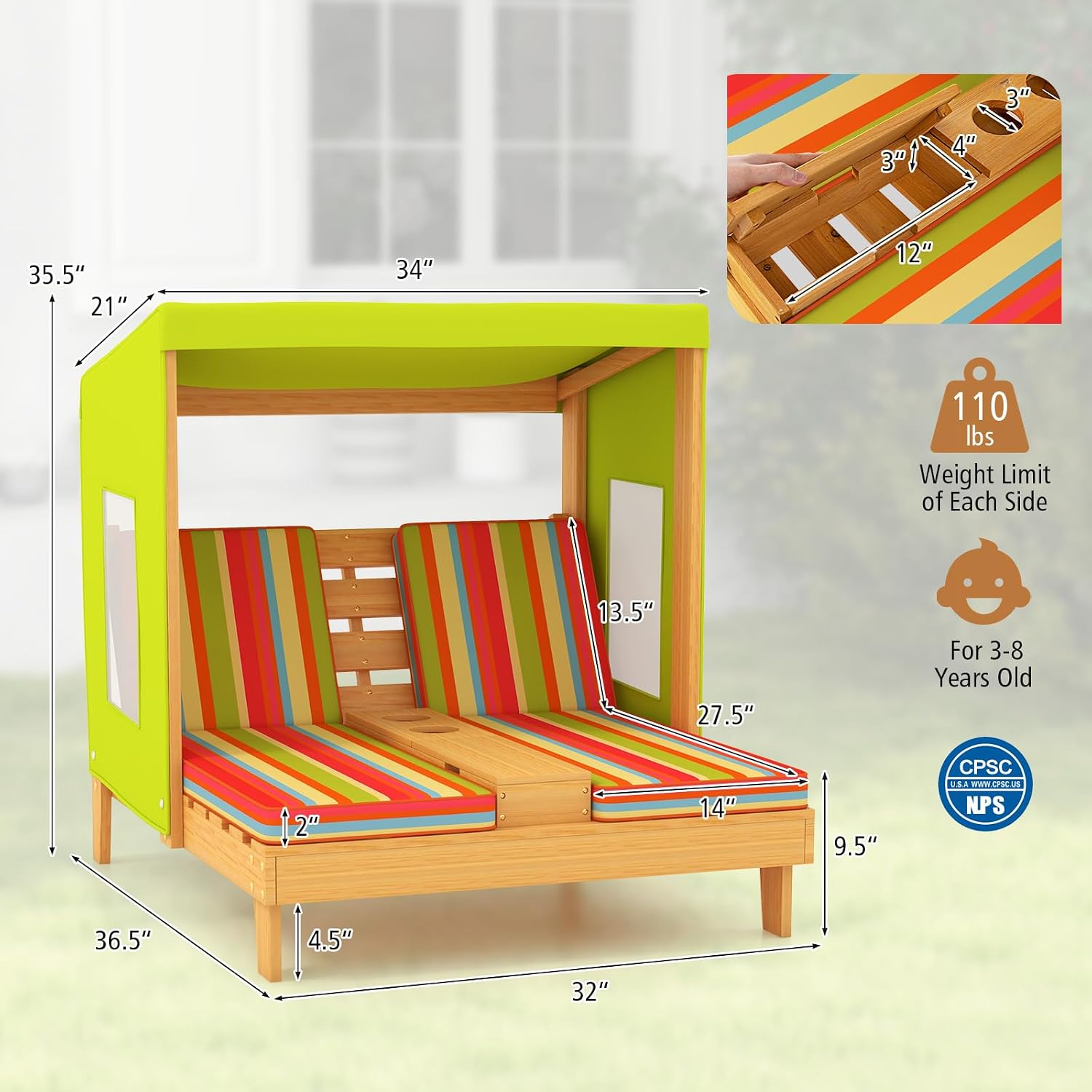 Chaise longue double en bois p - Kids Outdoor Lounge Furniture avis et prix