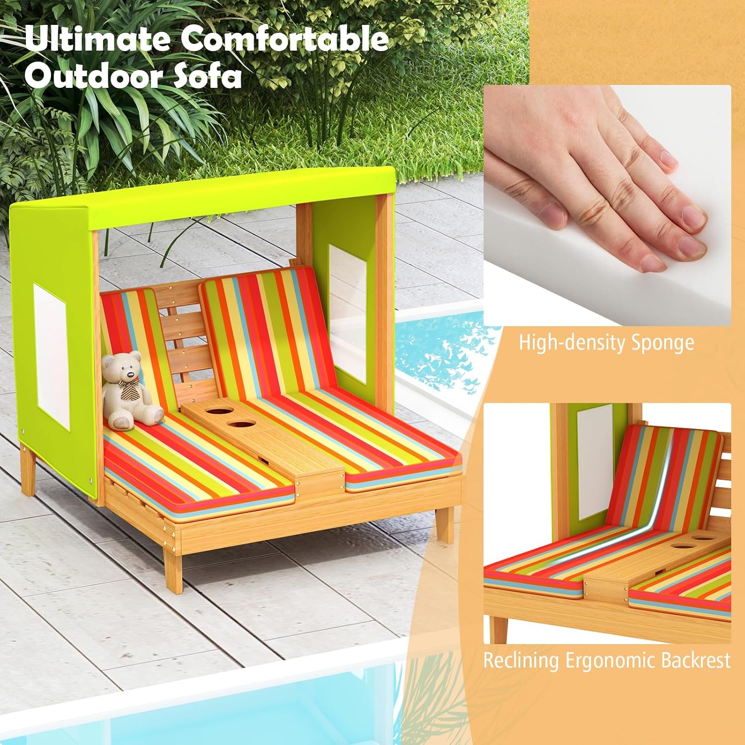 Chaise longue double en bois p - Kids Outdoor Lounge Furniture avis et prix